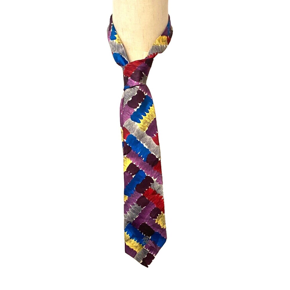 Vtg Countess Mara 100% Silk Neck Tie Luxury Multicolor USA Made Abstract Print
